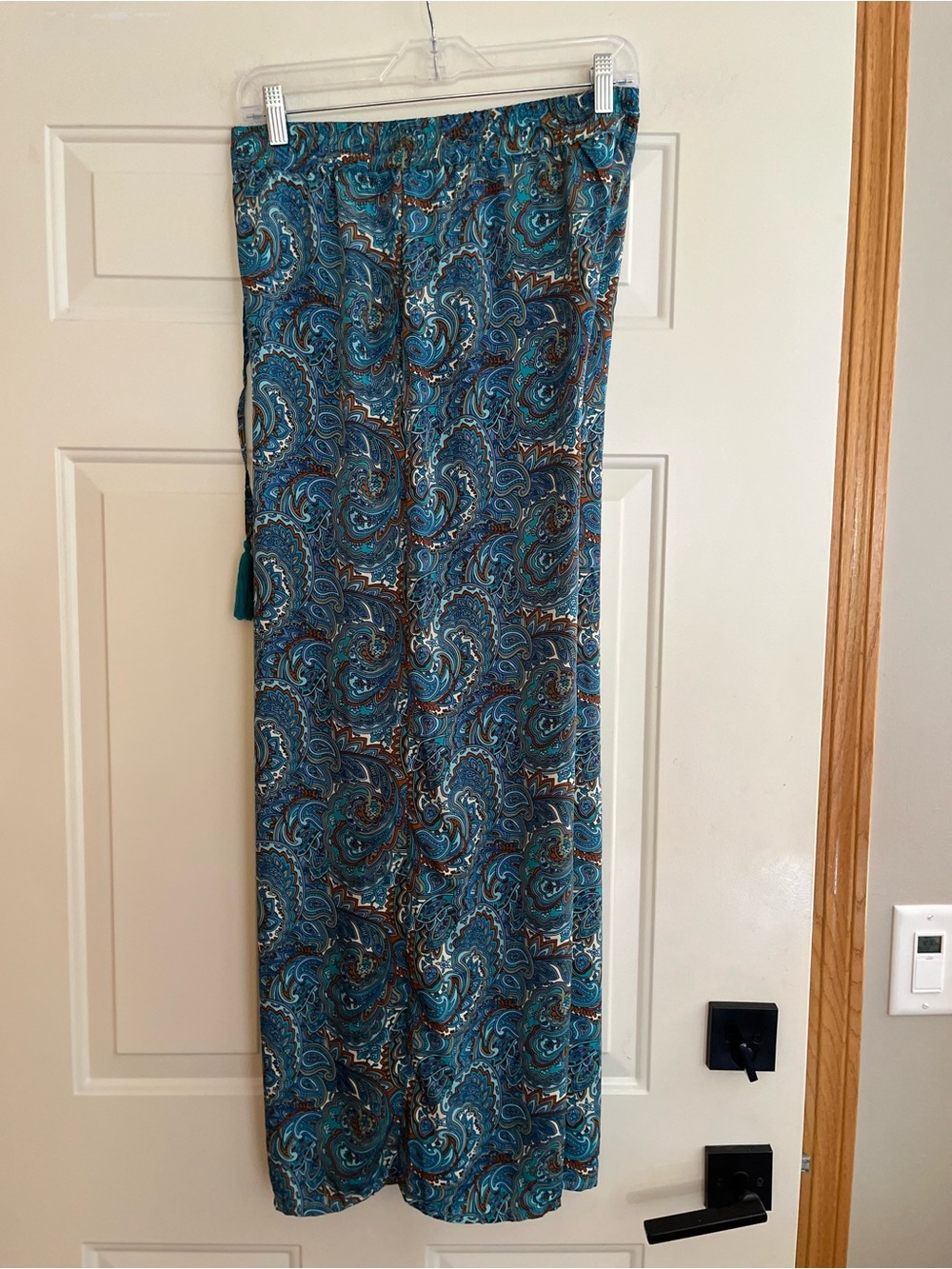 Philosophy Republic teal paisley wide leg pull on palazzo lounge pant.Size small - Picture 4 of 16